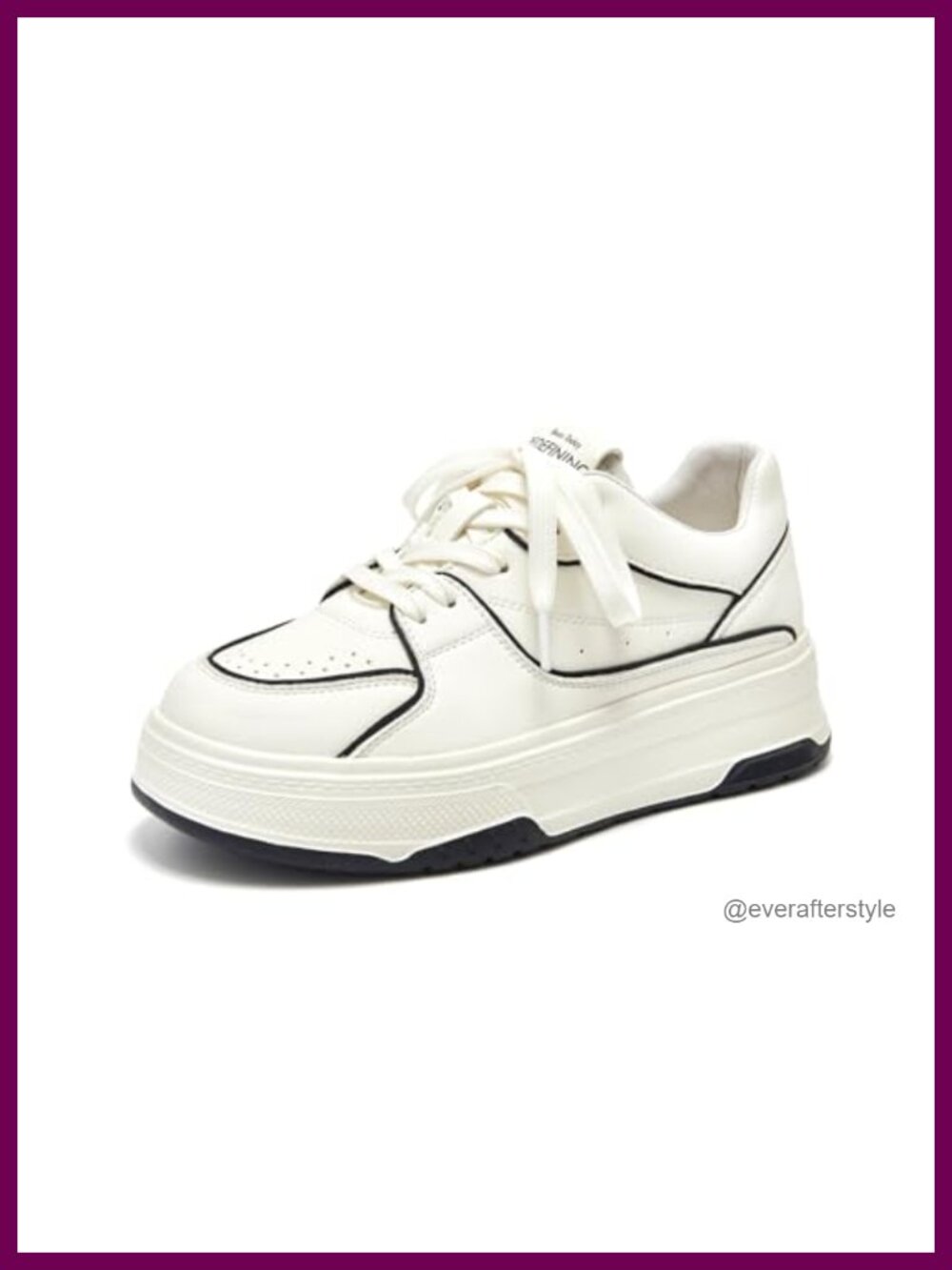 Leather Platform Sneakers Women Chunky Soft Foam Sole Lightweight Non Slip